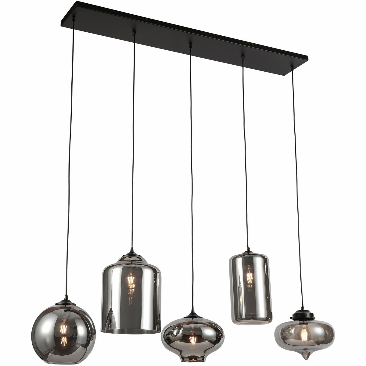 Ava Hanglamp Smoke Glas 5-Licht Mix - Afbeelding 2